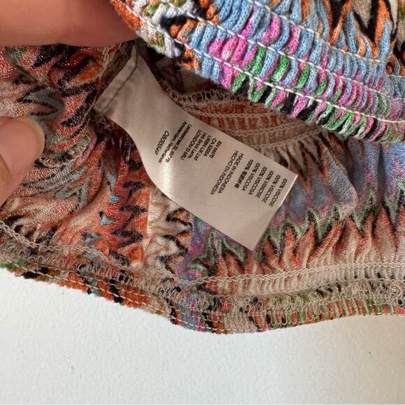 Urban Outfitters Kristi Zig Zag Y2K Aztec Rainbow Puff Sleeve Crop Top M - Picture 9 of 9